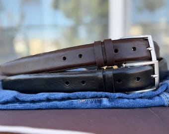 Genuine Leather Belt Full Grain Bull Leather Mens Jeans belt 3,5cm/1,38" lifetime belt groom belt.