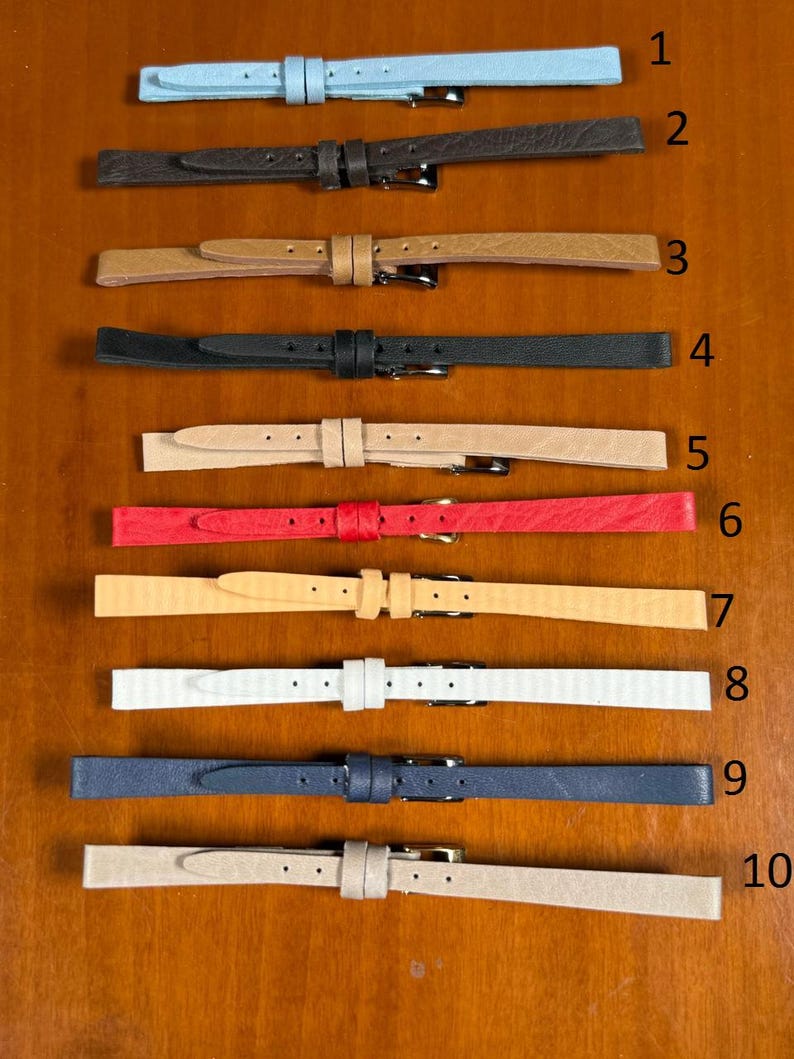 Genuine Leather Handmade Watch Strap Band 6mm, 8mm, 12mm,14mm image 2