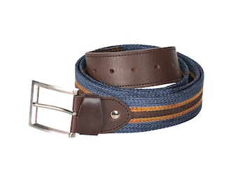 Leather and Canvas belt mens women unisex