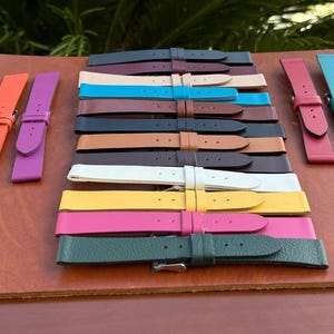 Handgemaakte lederen effen horlogebandje 16 mm, 18 mm, 20 mm, 22 mm