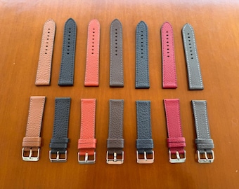 Genuine Calf Leather watch strap band Epsom leather available in earth colours in 16mm,18mm,20mm,22mm texture leather