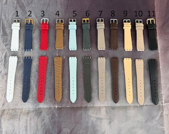 Swatch Handmade Genuine Leather Watch Strap Band for Swatch 17mm  Easy fitting Soft Leather Genuine Strap