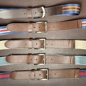 Leather and Canvas belt mens women unisex