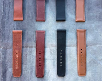 Handmade Full Grain Leather Watch Strap 24mm: Vegetable Tanned watch band , Greek Crafted