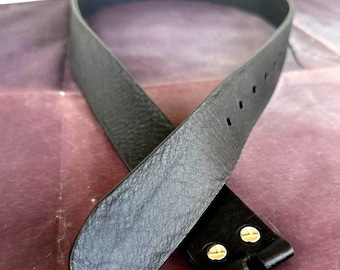 Full grain Black  leather Belt Strap ,  3,5cm/1,38"  and 4cm/ 1,58" available, genuine leather belt stripes w/o buckle, personalize length