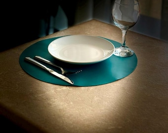 Handmade genuine  Round leather placement , leather placemats for dining place mats table mats , lunch mats table protector