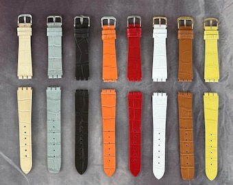 Handmade Genuine Leather Watch Strap Band , fits Swatch 17mm  .Handmade in Greece