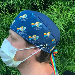 Galaxy Scrub Cap with buttons. Surgical Hat, Nurse, Doctor, RN, PPE. Dentist, rda, hygienist, Vet tech, CNA