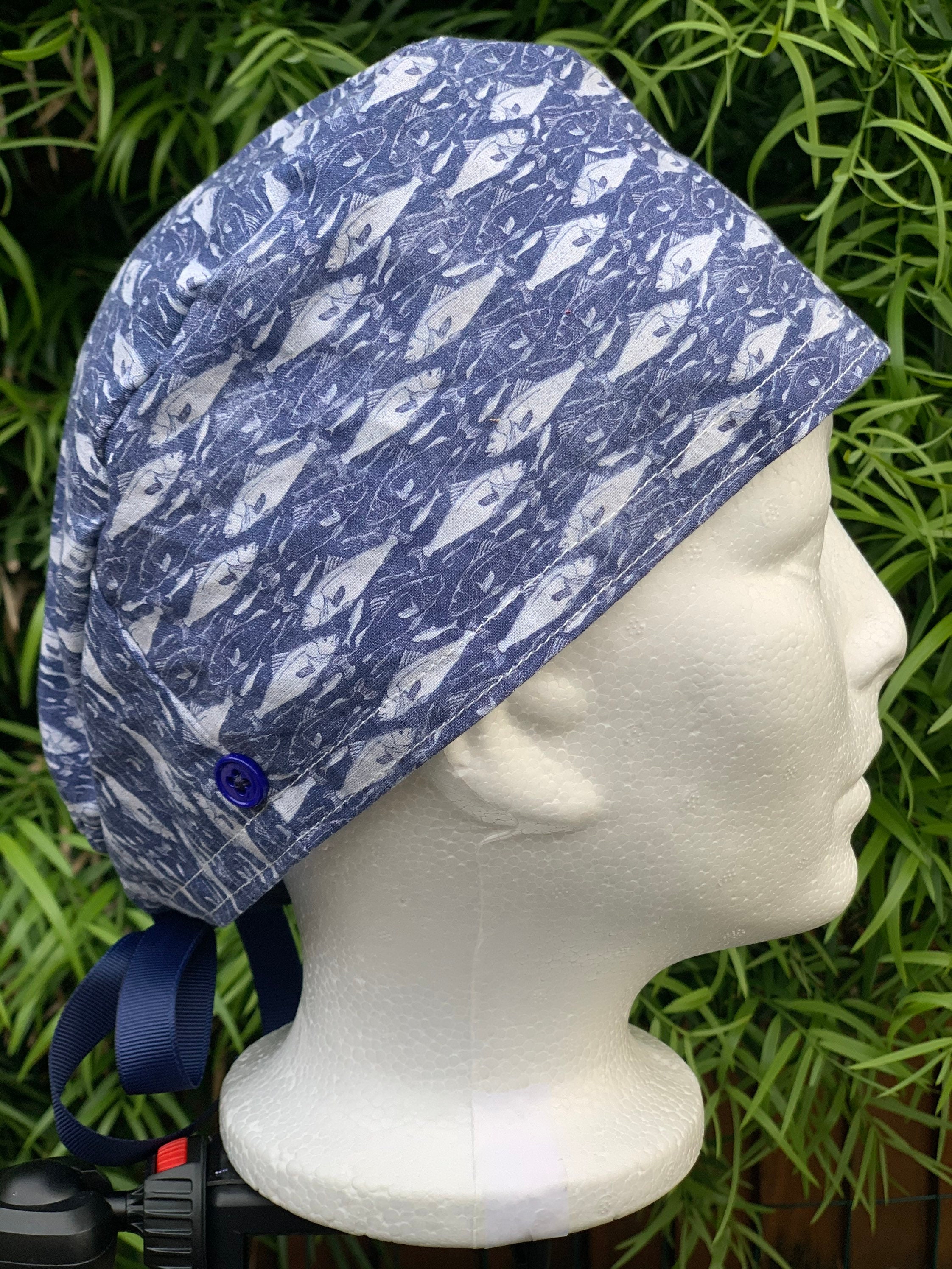 Fish Scrub Cap with buttons trout salmon fishing Surgical Etsy
