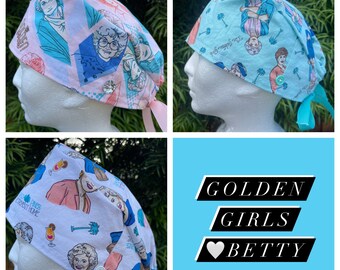 Golden girls scrub cap with buttons