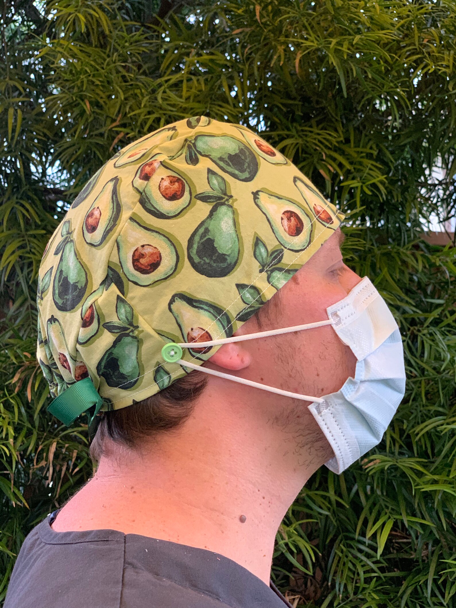 Avocado Scrub Cap With Buttons. Nurse Hat. Surgical Cap. PPE - Etsy
