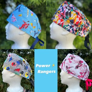 Mighty morphin Power Rangers!!! Scrub Cap with buttons