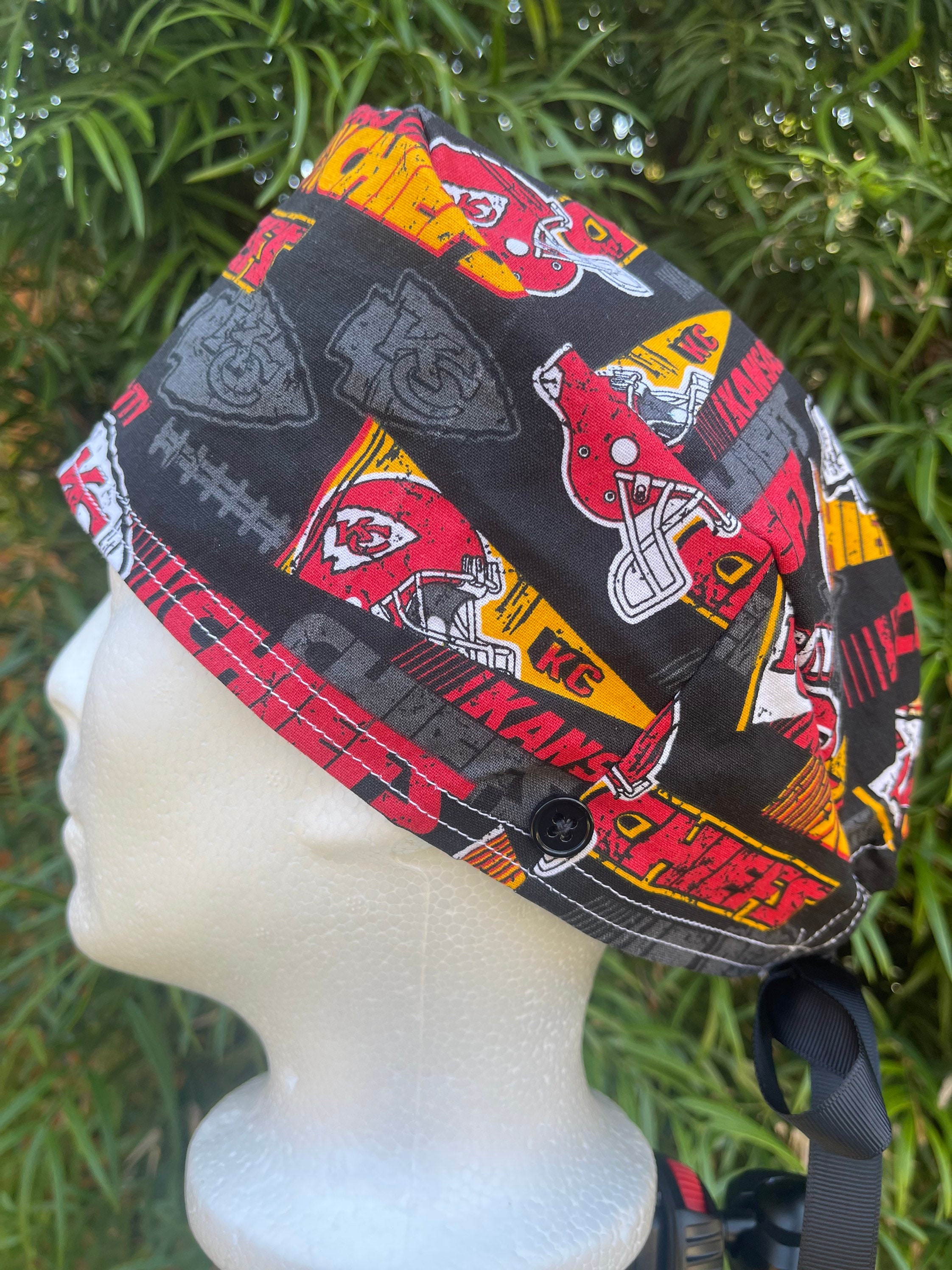Kansas City Chiefs Scrub Cap With Buttons. KC Football. Etsy UK