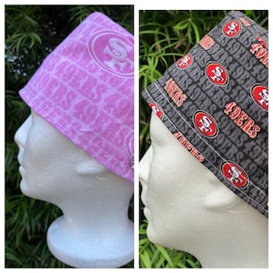 Bay Area 49 ers San Francisco Scrub cap with buttons. Surgical Hat. or, Nurse, Doctor headgear, PPE. Dentist, RDA protection, Vet tech, CNA