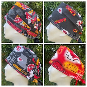 Kansas City Chiefs Scrub cap with buttons. KC football.