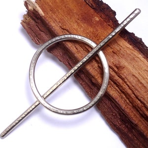 Kreis Haarspange Minimale mit Stick aus Alpaka Neu Silber, Haarschmuck, Haar Accessoires!