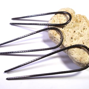 3 Haargabel, Haarforke, aus Messing Antike, Stark Oxidiert, Hairpin, Brass, Handgefertigt, Haarschmuck, Haar-Accessoires