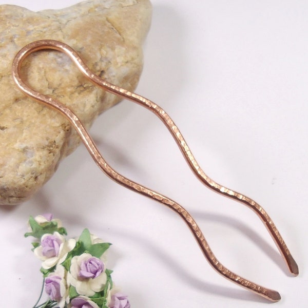 Hair fork wavy, made of copper metal, fork, slightly curved, handmade, hair accessories, hair accessories! Gift idea!!!