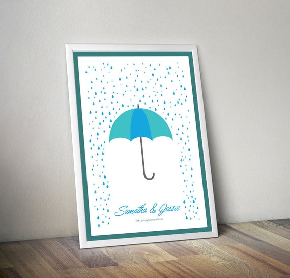 Raindrop Umbrella Winter Guest Book Fingerprint Signature Etsy