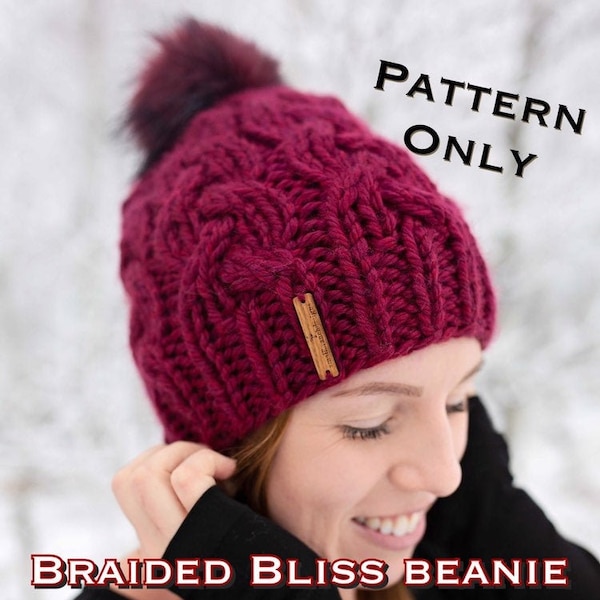 Braided Bliss Beanie Pattern, Super Bulky Yarn Pattern, Braided Cable Pattern, Knit Cable Pattern, Easy Knitting Pattern