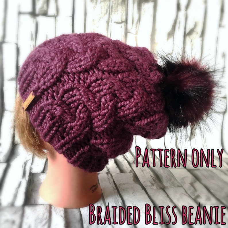 Download Cable Knit Beanie Pattern Super Bulky Yarn Pattern Braided | Etsy