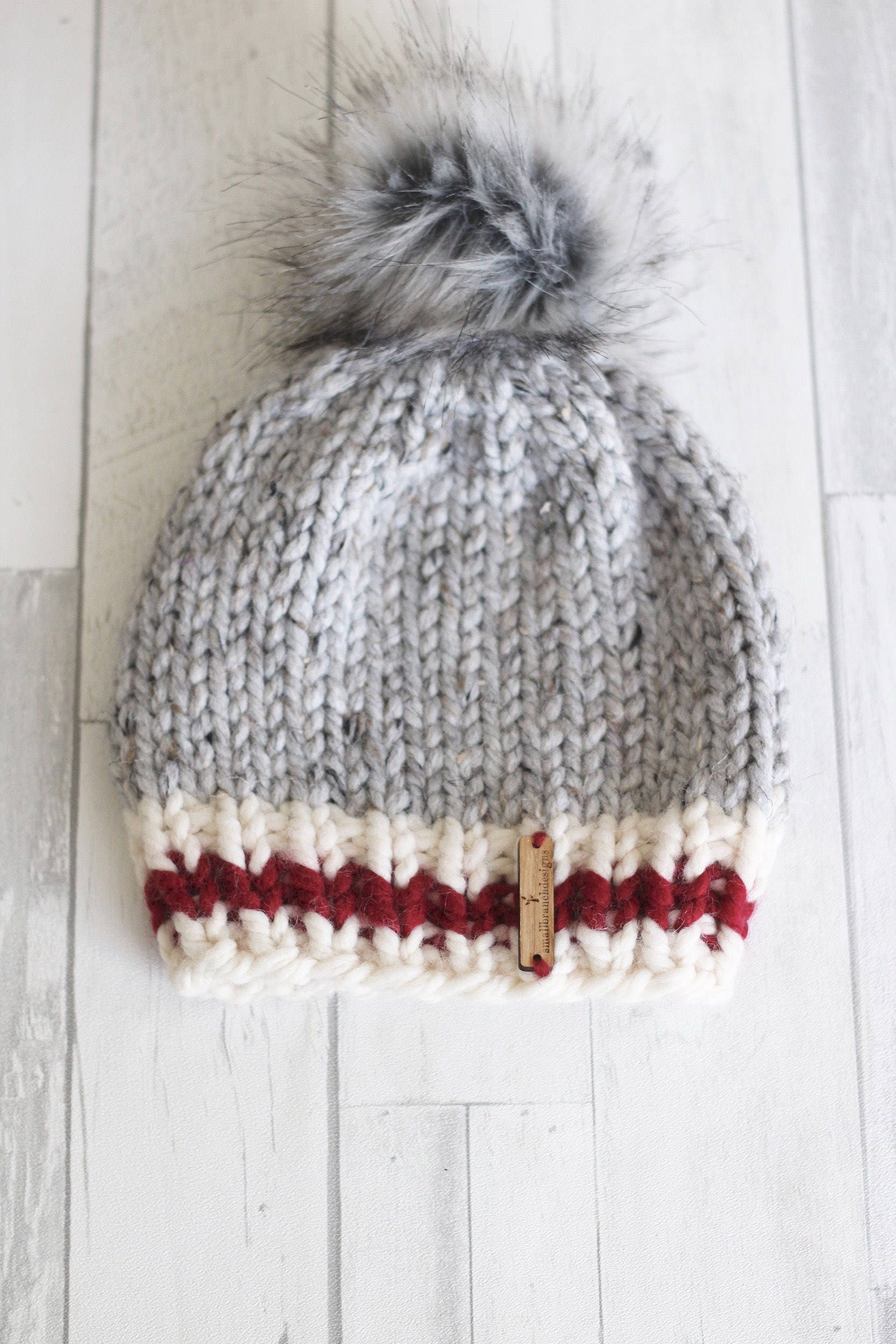 Childs Sock Monkey Beanie work sock beanie grey knitted | Etsy