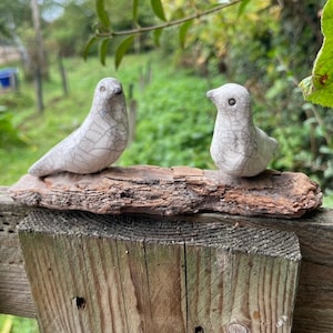 Duo of Mini Doves in Raku ceramic