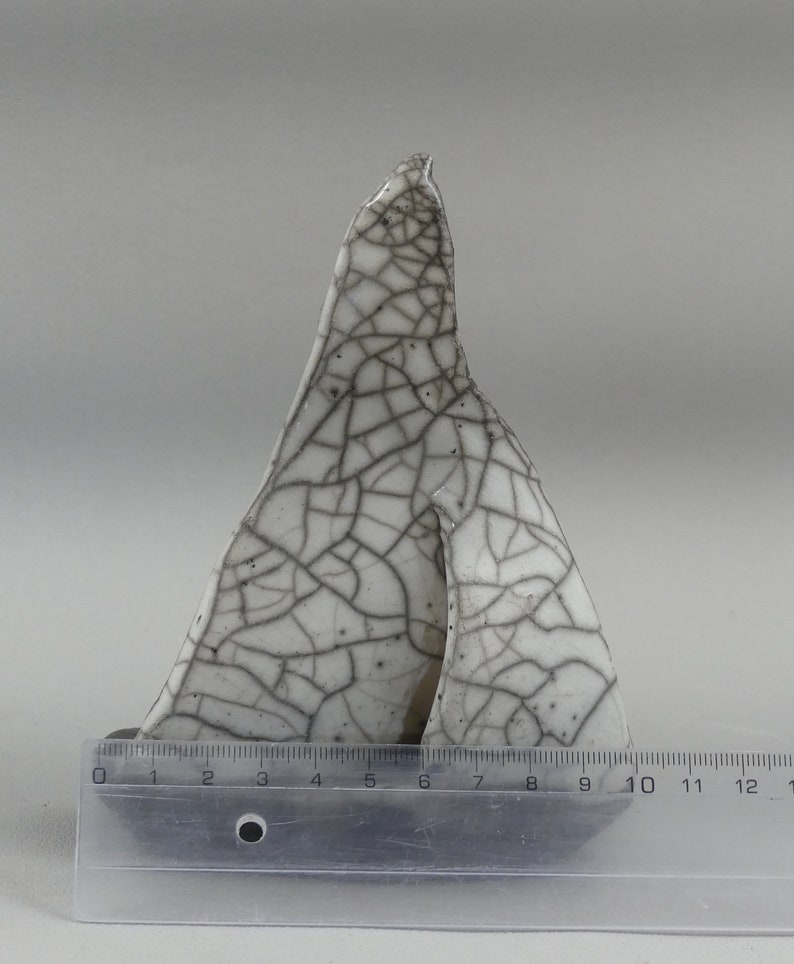 Raku ceramic sailboat boat