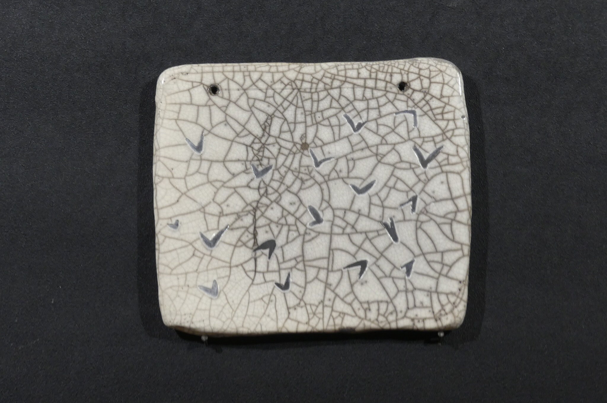 Vol d'oiseau - Petit Tableaux en Céramique Raku 15x15cm