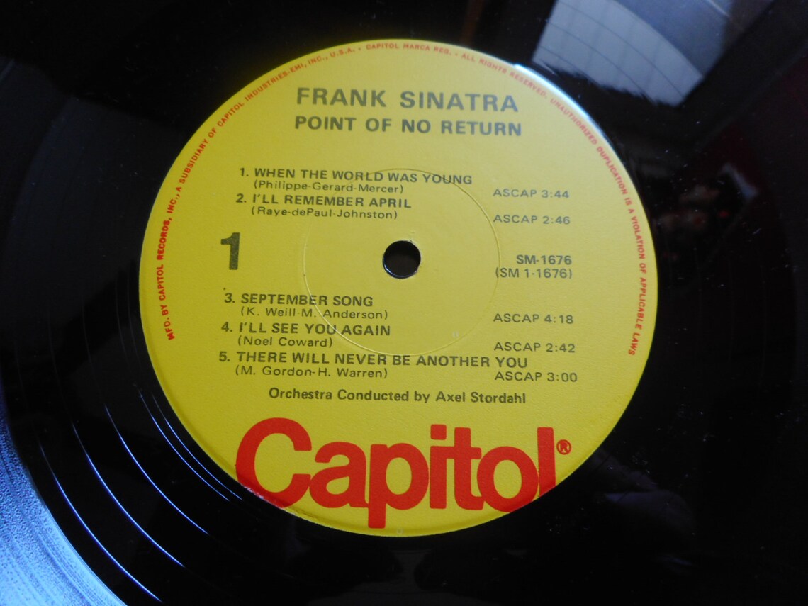 Frank Sinatra Point Of No Return 1962 Music Vinyl Album LP Etsy