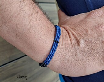 Bracelet 180B "Sebastian", men's bracelet, cord bracelet, knotted bracelet, blue and black, adjustable bracelet, handmade item
