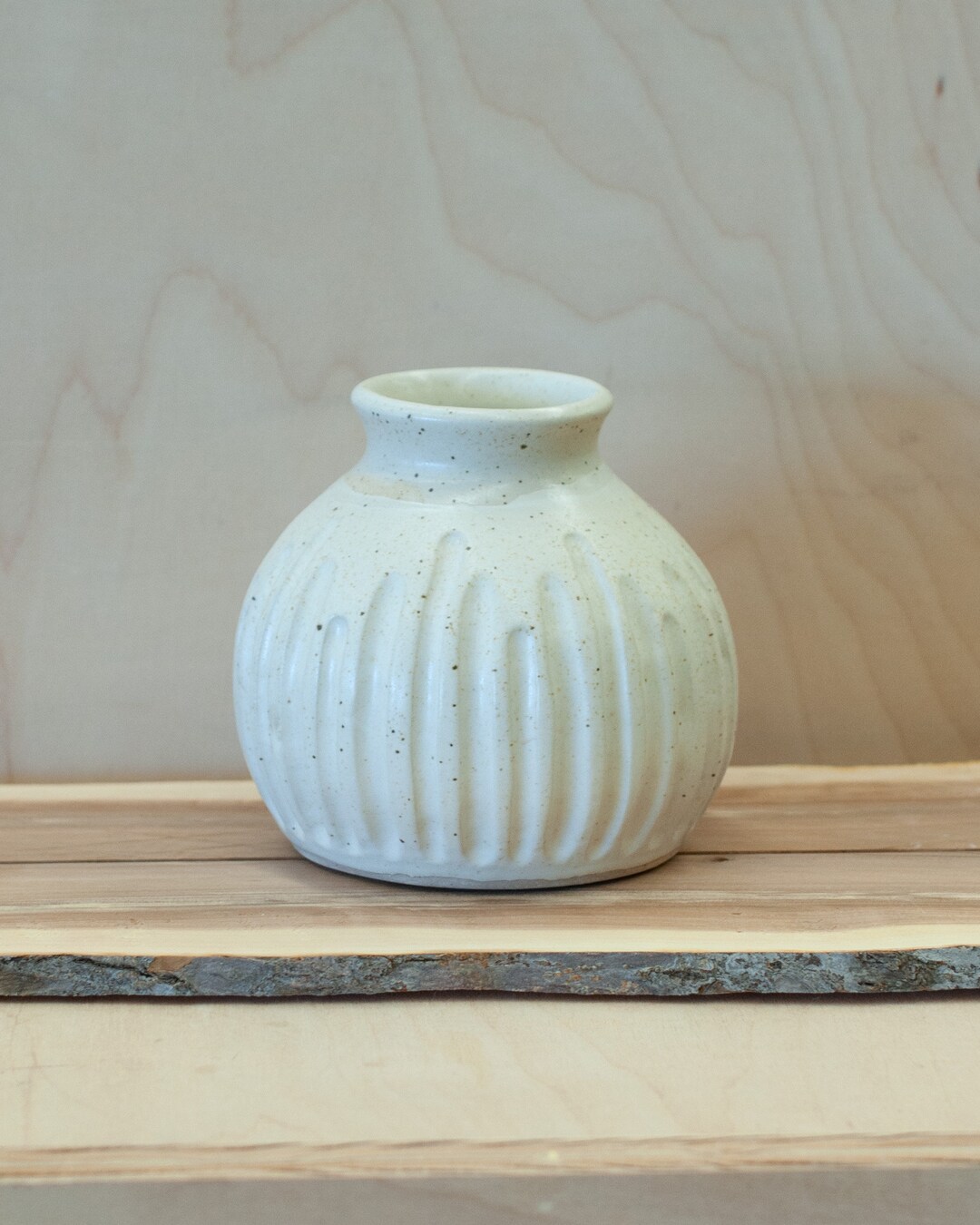Round Bud Vase With Carvings Haddon Ceramics Etsy