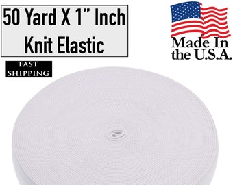 50 Yard X 1" Inch | Sewing Elastic | Elastic Band Spool | Knit Roll, Stretch, Craft Elastan for Facemask,headbands | Made in USA (White)