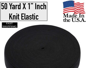 50 Yard X 1" Inch | Sewing Elastic | Elastic Band Spool | Knit Roll, Stretch, Craft Elastan for Facemask,headbands | Made in USA (Black)