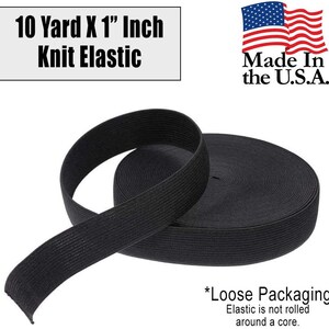 Sewing Elastic 1" Inch x 10 Yard | Elastic Band | Loose Packaging | Made in USA - Black