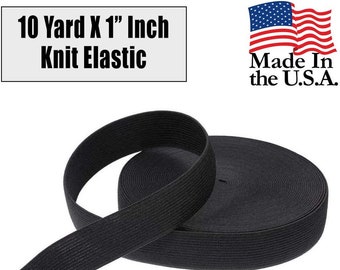 Sewing Elastic 1" Inch x 10 Yard | Elastic Band | Loose Packaging | Made in USA - Black