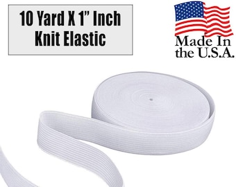 Sewing Elastic 1" Inch x 10 Yard | Elastic Band | Loose Packaging | Made in USA - White