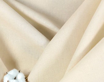 Muslin Fabric - 100% Cotton - Broadcloth - Natural - By the Yard - 61" Wide - Unbleached, Material for Sewing, DIY Projects