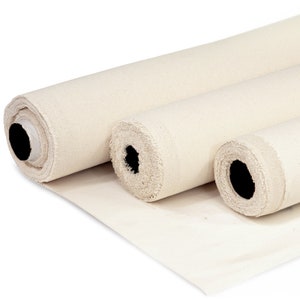 Cotton CANVAS Fabric | Cotton Duck | 7oz - 10oz - 12oz | NATURAL | 62&quot; Wide Roll | 100% Cotton | DIY Arts and Crafts, Covers, Placemats