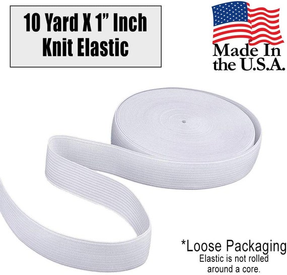 Sewing Elastic 1 Inch X 10 Yard Elastic Band Loose Packaging Made in USA  White 