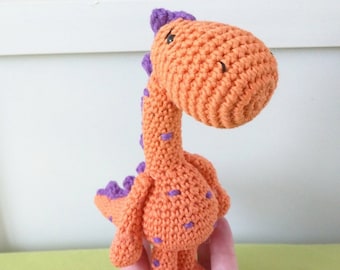 Crochet Dinosaur Doll/crochet doll/Amigurumi dinosaur/Orange dinosaur toy