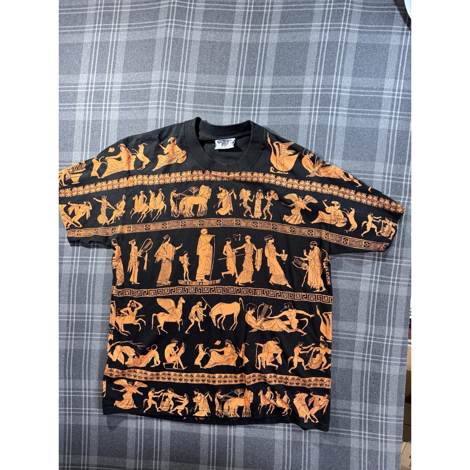 ヴィンテージ Lee 総コットン ギリシャ神話 90年代 Tシャツ AOP アート 