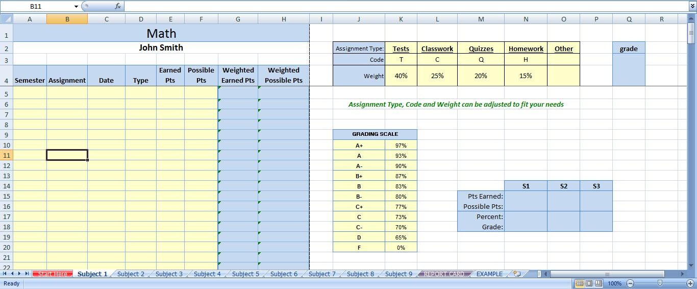 Homeschool Gradebook | Editable | Printable | MS Excel - Etsy