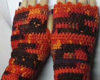 Autumn leaves fingerless gloves - arm warmers - wrist warmers - autumn colours