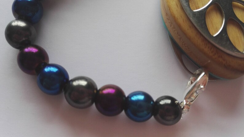 bracelet with tricolour electroplated beads to wear with Bellabeat Leaf elasticated or on a wire bellabeat anklet Bellabeat Bracelet