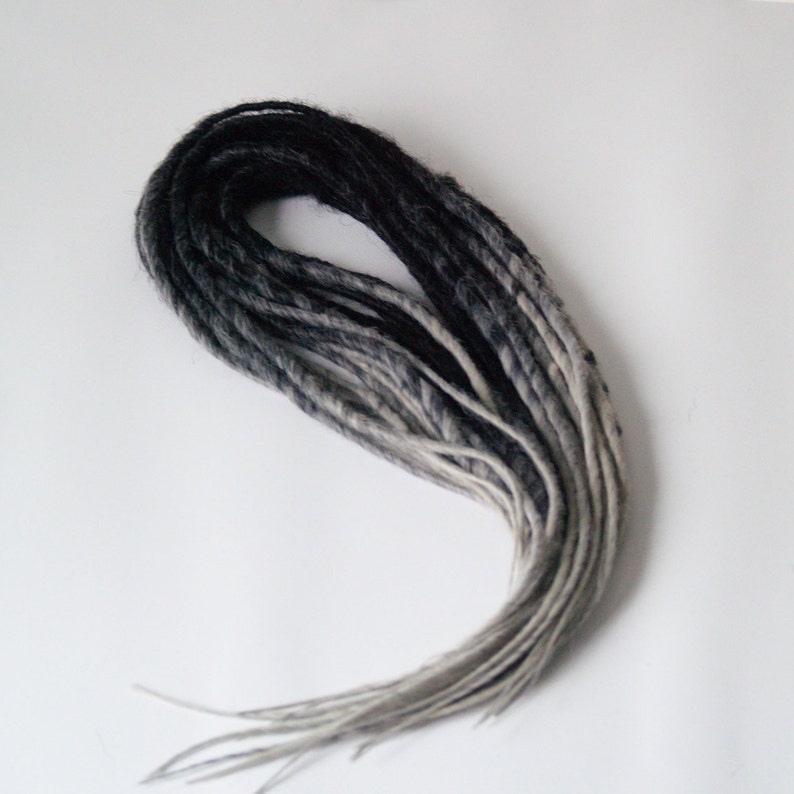 Black To Grey Ombre Hair Extensions Dreads Black Gray Etsy