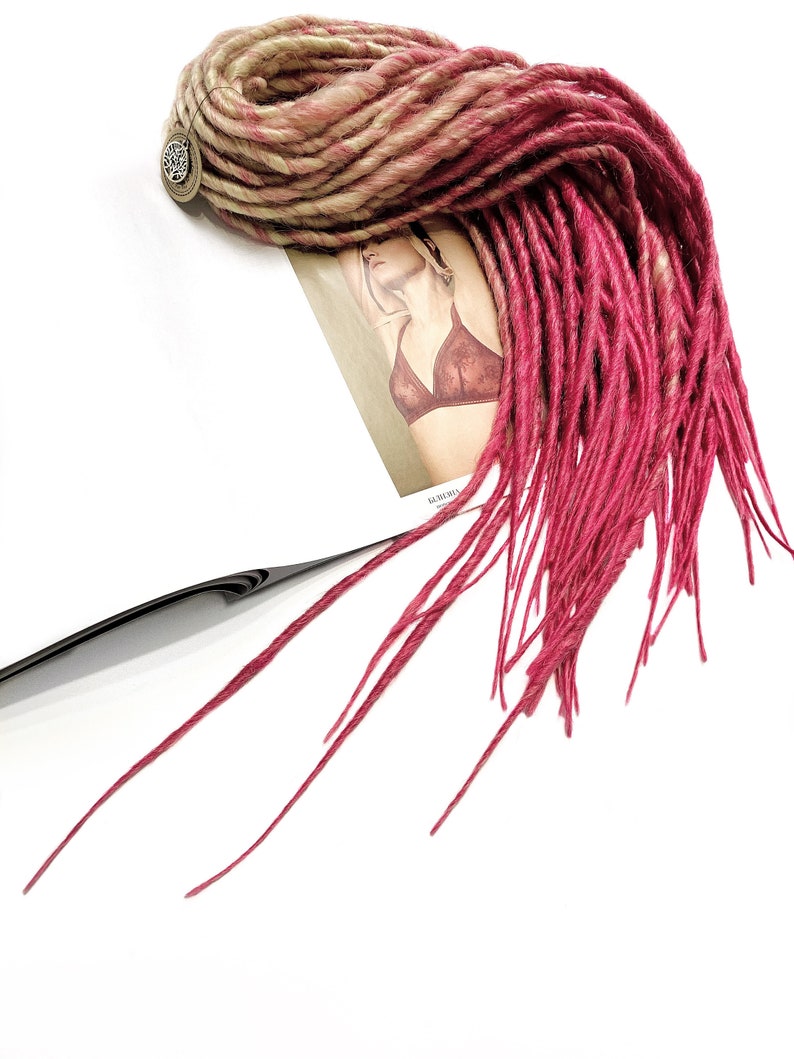 Blonde To Pink Ombre Dreads Extensions Women Synthetic Hair Etsy