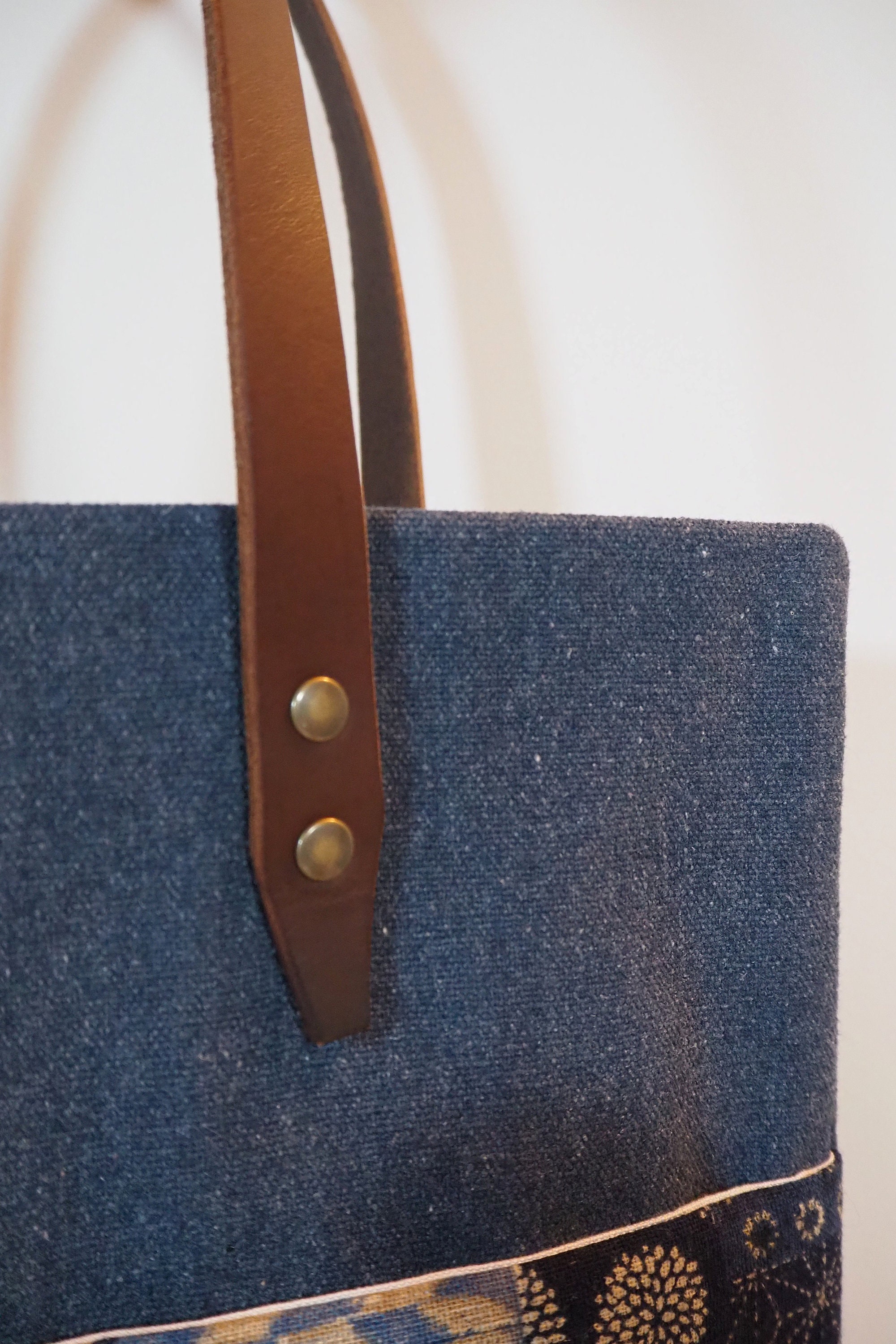 Patchwork Bag, Sewing Bag, Handmade, Leather Stripe