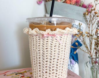 CROCHET PATTERN | Vintage-Inspired Cup Cozy | Iced Coffee Crochet Cozy
