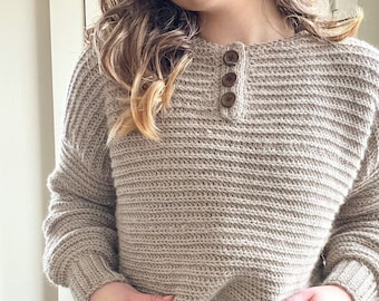 CROCHET PATTERN | modern henley sweater pullover
